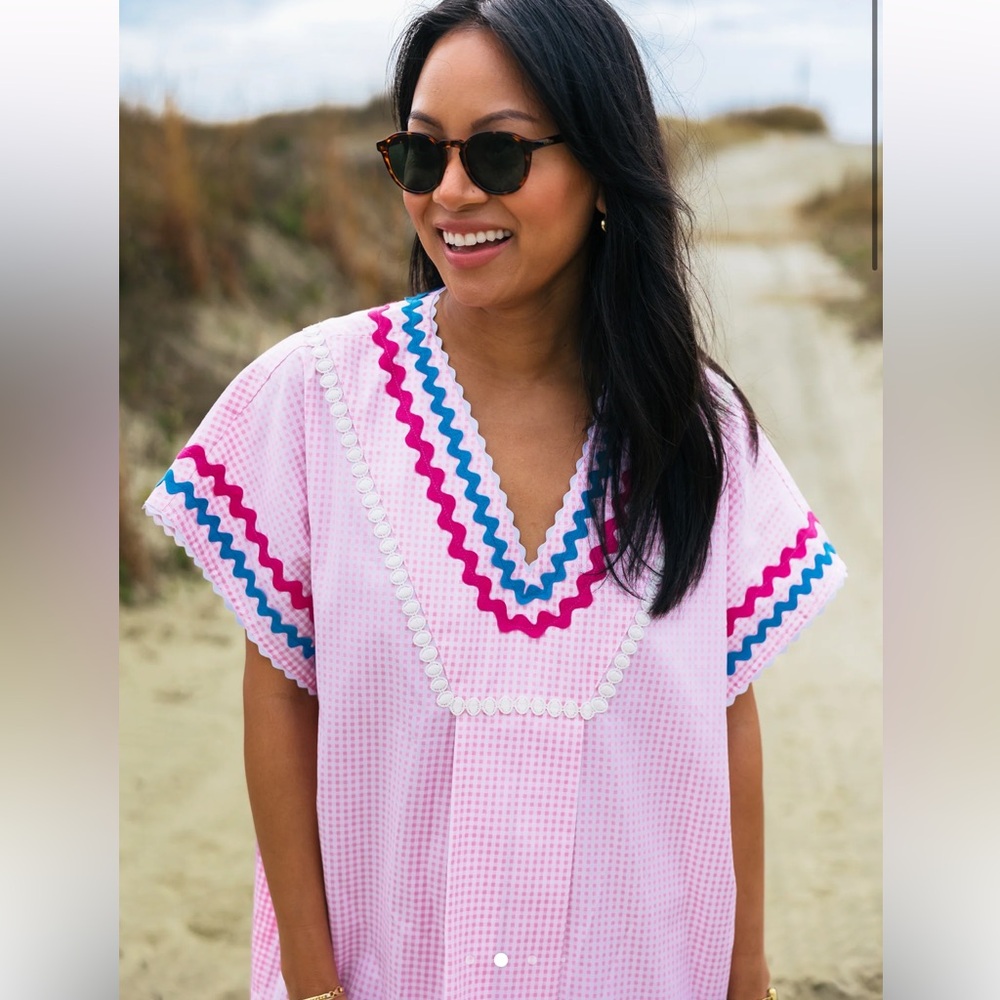 Augusta Caftan - Pink Gingham NWOT - Picture 2 of 9